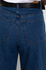 River Wide-Leg Denim Jeans - Mid Blue Wash