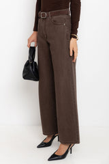 River Wide-Leg Denim Jeans - Choc Wash