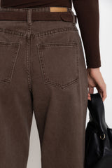 River Wide-Leg Denim Jeans - Choc Wash
