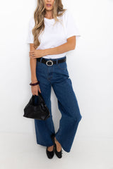 River Wide-Leg Denim Jeans - Mid Blue Wash