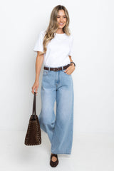 River Wide-Leg Denim Jeans - Light Blue Wash
