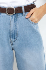 River Wide-Leg Denim Jeans - Light Blue Wash