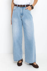 River Wide-Leg Denim Jeans - Light Blue Wash
