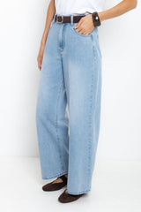 River Wide-Leg Denim Jeans - Light Blue Wash