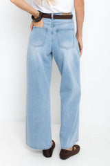 River Wide-Leg Denim Jeans - Light Blue Wash