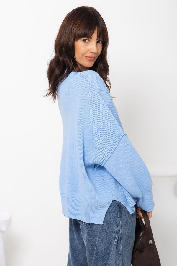 Romy Oversized Knit Jumper - Blue