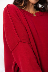 Romy Oversized Knit Jumper - Burgundy Red