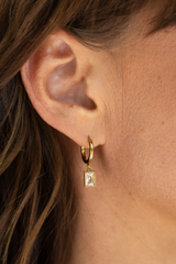 Romy Rectangle Charm Hoop Earrings - Gold