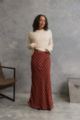 Rowie Plaid Maxi Skirt - Burgundy