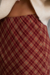 Rowie Plaid Maxi Skirt - Burgundy