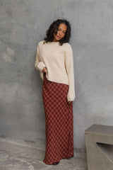 Rowie Plaid Maxi Skirt - Burgundy