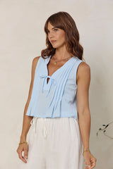 Sofia Pleat Top - Blue - The Self Styler