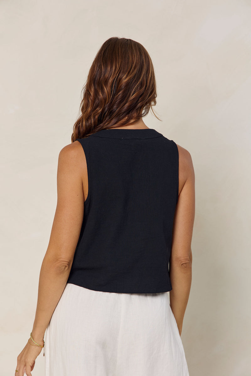 Sofia Pleat Top - Black - The Self Styler