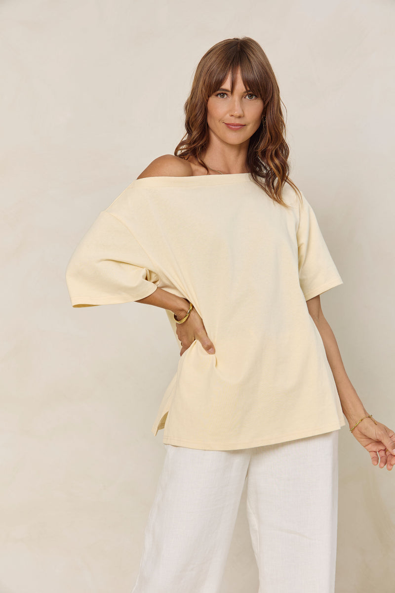 Arden Off-The-Shoulder Tee - Yellow - The Self Styler