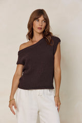 Avalon Off-The-Shoulder Top - Espresso - The Self Styler