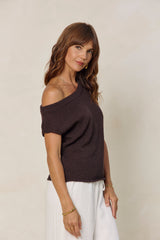 Avalon Off-The-Shoulder Top - Espresso - The Self Styler
