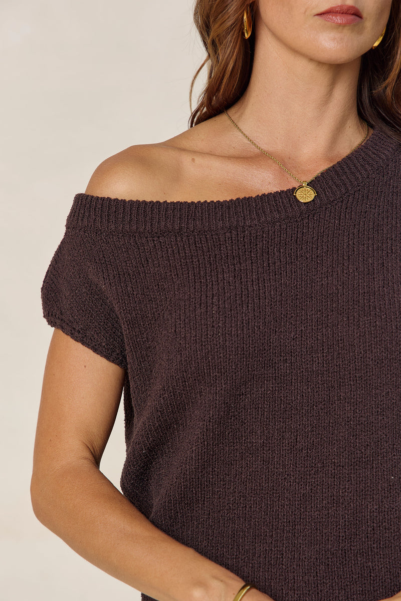Avalon Off-The-Shoulder Top - Espresso - The Self Styler