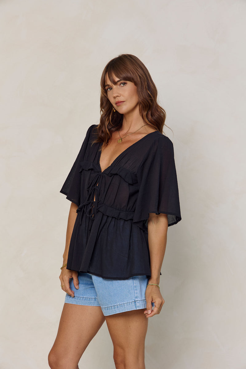 Nyla Boho Top - Black - The Self Styler
