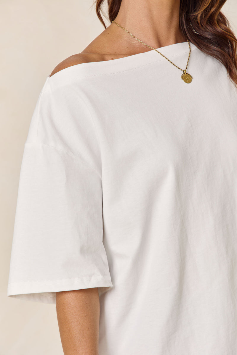 Arden Off-The-Shoulder Tee - White - The Self Styler