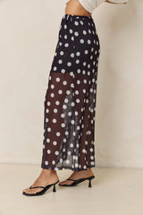 Evie Polka Dot Maxi Skirt - Black and White - The Self Styler