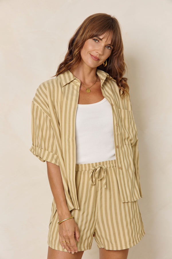 Harper Stripe Shirt - Yellow - The Self Styler