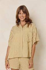 Harper Stripe Shirt - Yellow - The Self Styler
