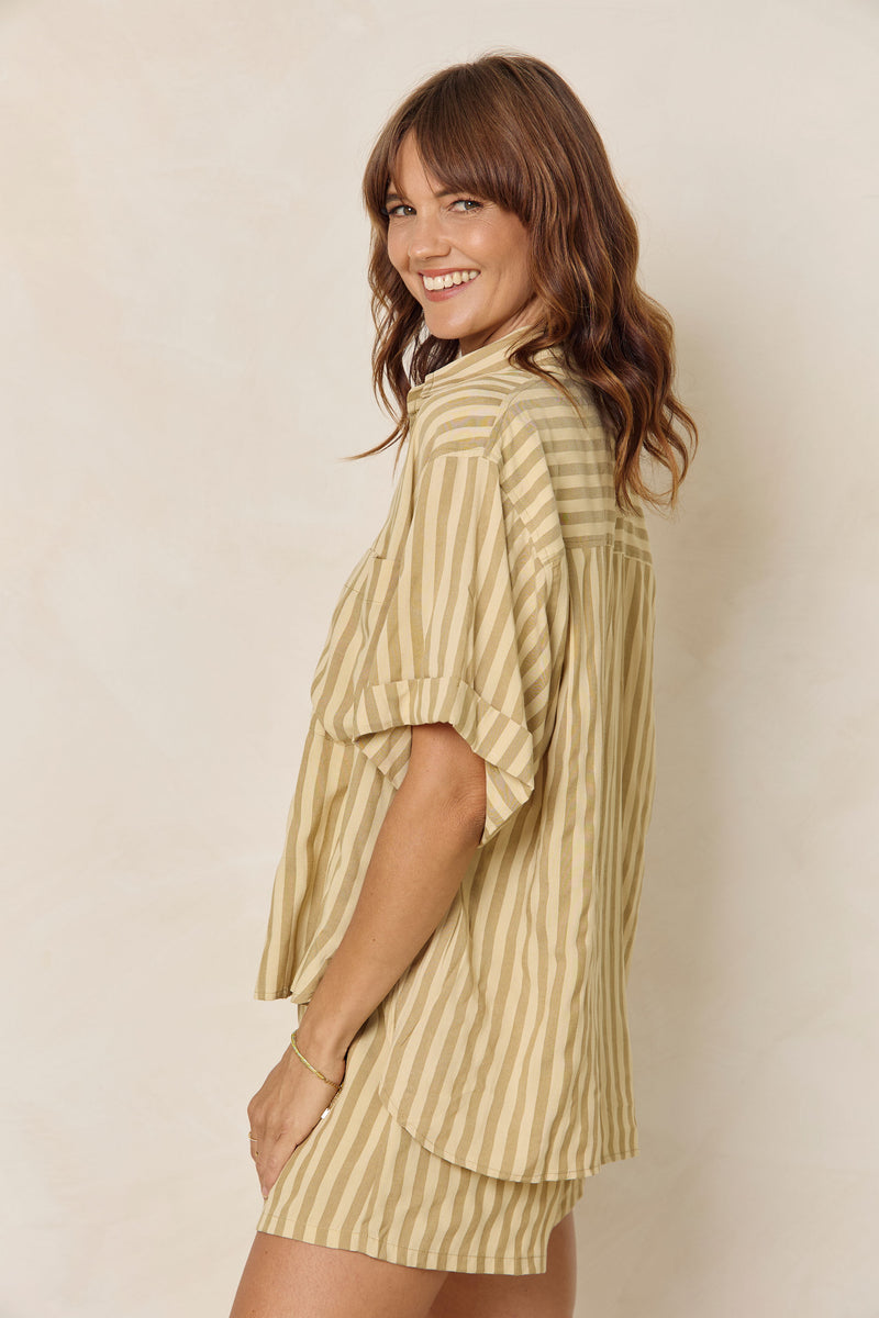 Harper Stripe Shirt - Yellow - The Self Styler