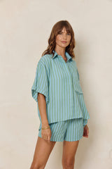 Harper Stripe Shirt - Blue - The Self Styler