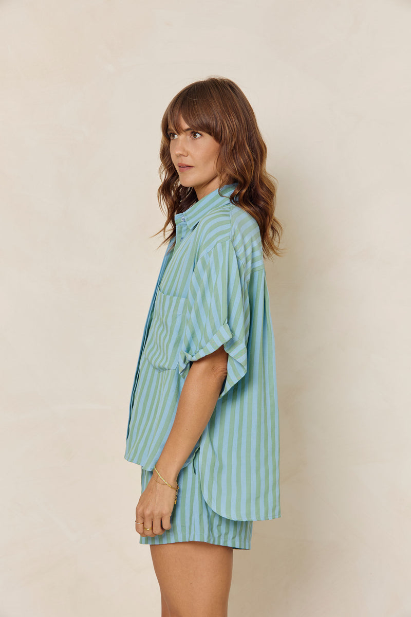 Harper Stripe Shirt - Blue - The Self Styler