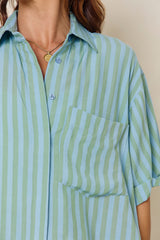 Harper Stripe Shirt - Blue - The Self Styler