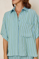 Harper Stripe Shirt - Blue - The Self Styler