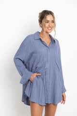 Jagger Relaxed Pinstripe Shirt - Blue