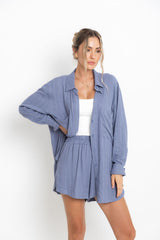 Jagger Relaxed Pinstripe Shirt - Blue