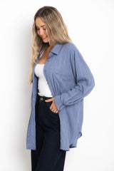 Jagger Relaxed Pinstripe Shirt - Blue
