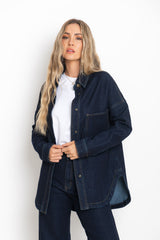 Duke Oversized Denim Shirt - Dark Indigo - The Self Styler