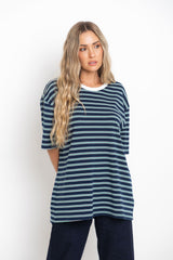 Zephyr Relaxed-Fit Stripe Tee - Navy - The Self Styler