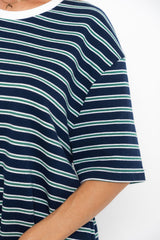 Zephyr Relaxed-Fit Stripe Tee - Navy - The Self Styler