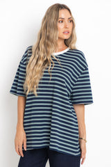 Zephyr Relaxed-Fit Stripe Tee - Navy - The Self Styler