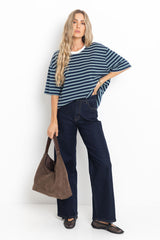 Zephyr Relaxed-Fit Stripe Tee - Navy - The Self Styler