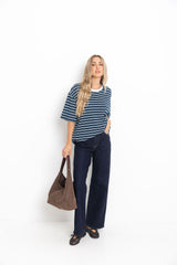 Zephyr Relaxed-Fit Stripe Tee - Navy - The Self Styler