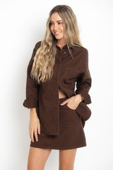 Duke Oversized Denim Shirt - Chocolate - The Self Styler