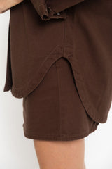 Duke Oversized Denim Shirt - Chocolate - The Self Styler