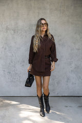 Duke Oversized Denim Shirt - Chocolate - The Self Styler