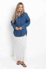 Duke Oversized Denim Shirt - Mid Blue - The Self Styler