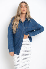 Duke Oversized Denim Shirt - Mid Blue - The Self Styler