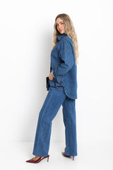 Duke Oversized Denim Shirt - Mid Blue - The Self Styler