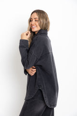 Duke Oversized Denim Shirt - Black Wash - The Self Styler
