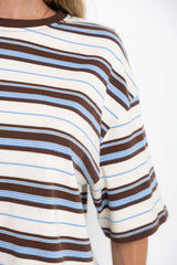 Ryan Relaxed-Fit Stripe Tee - Choc and Blue - The Self Styler