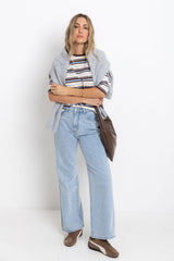 Ryan Relaxed-Fit Stripe Tee - Choc and Blue - The Self Styler