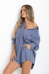 Jagger Relaxed Pinstripe Shirt - Blue - The Self Styler